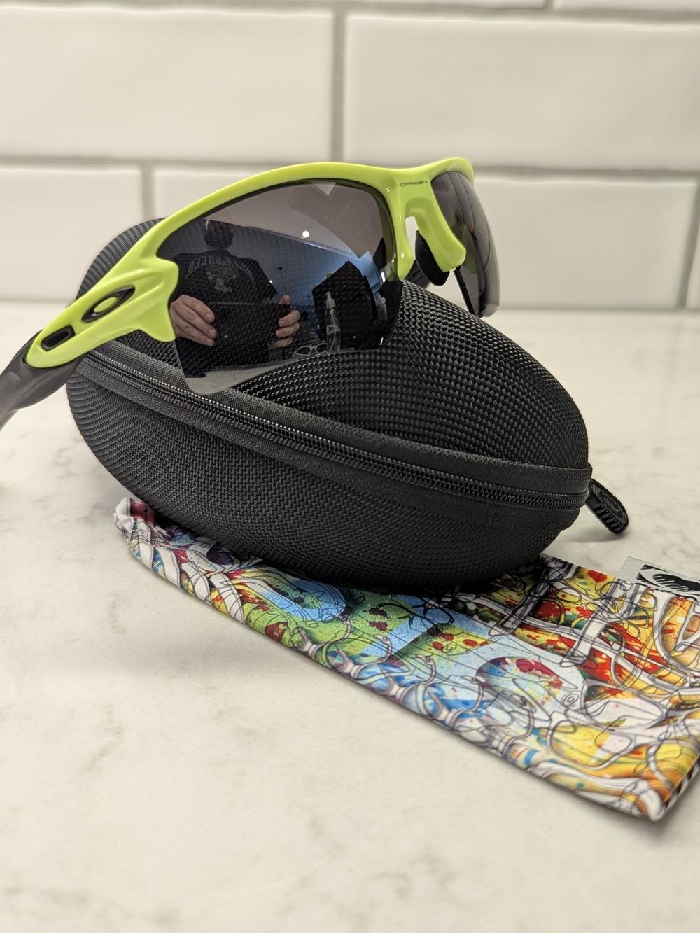 Oakley Custom Flak 2.0 sunglasses in bright lime green And Gray Lens